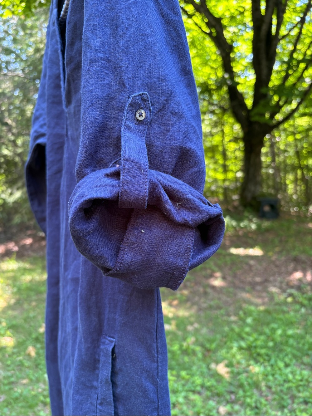 Simons Royal Blue shirt dress in 100pc linen